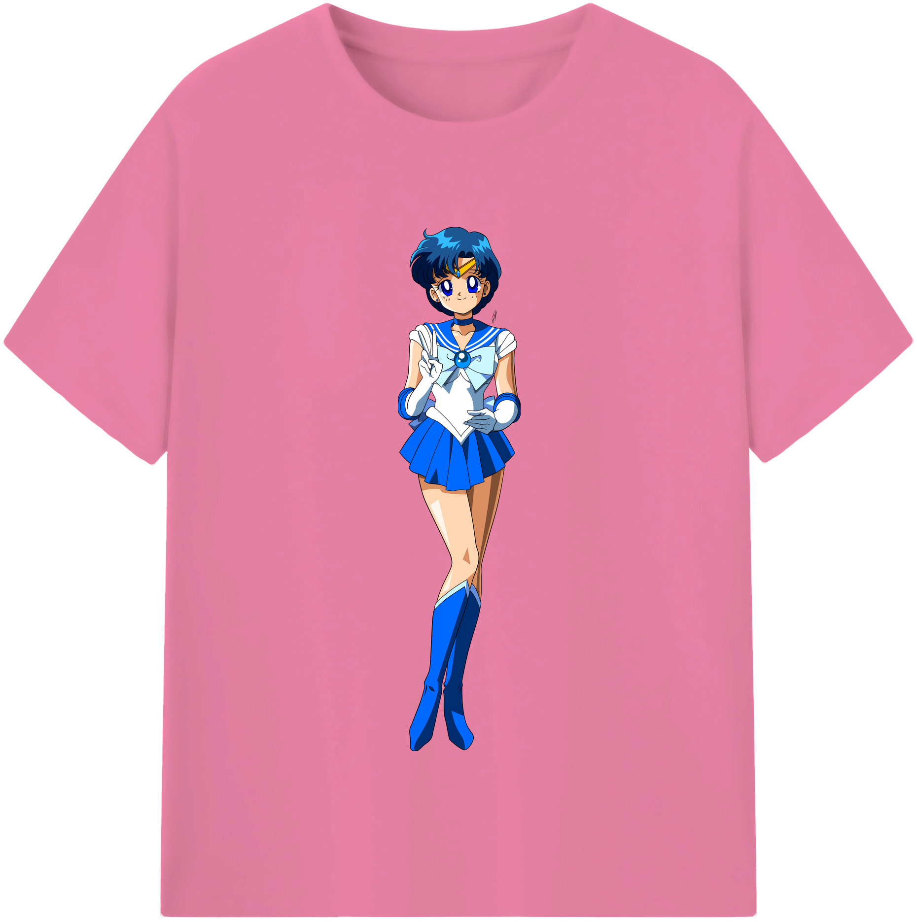（画像用） 美少女戦士セーラームーン 水野 亜美 みずの あみ Sailor Moon Mizuno Ami 綿100％半袖Tシャツ（フロントプリント）